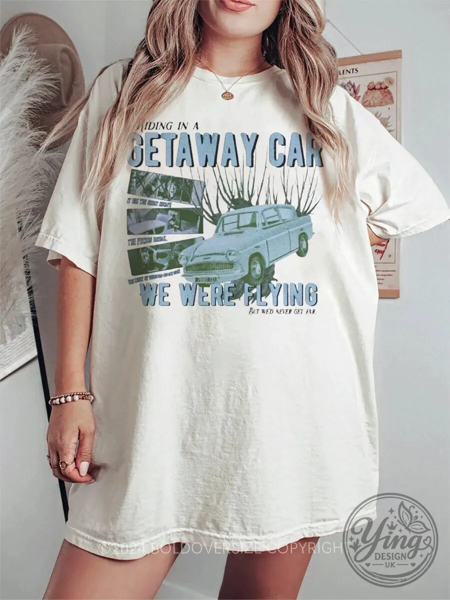 Vintage Getaway Car Song Lyrics Aesthetic Oversized T-Shirt