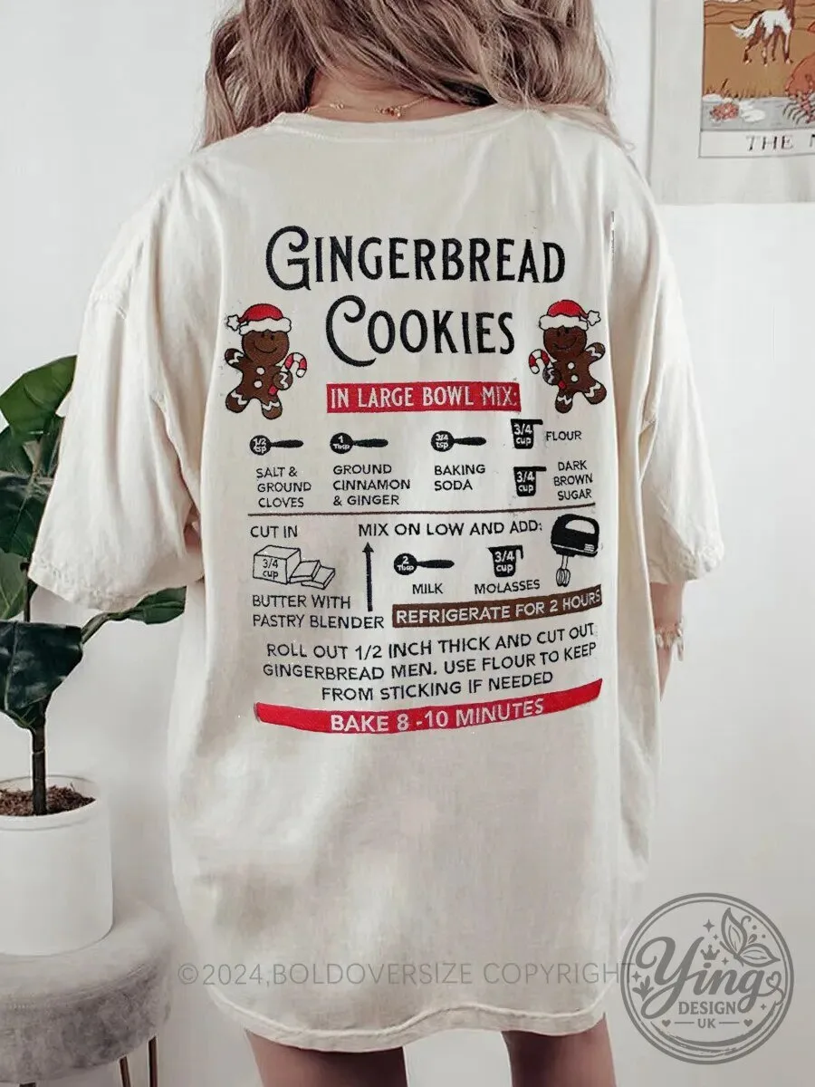 Gingerbread Cookies Recipe Christmas Baking Holiday T-Shirt